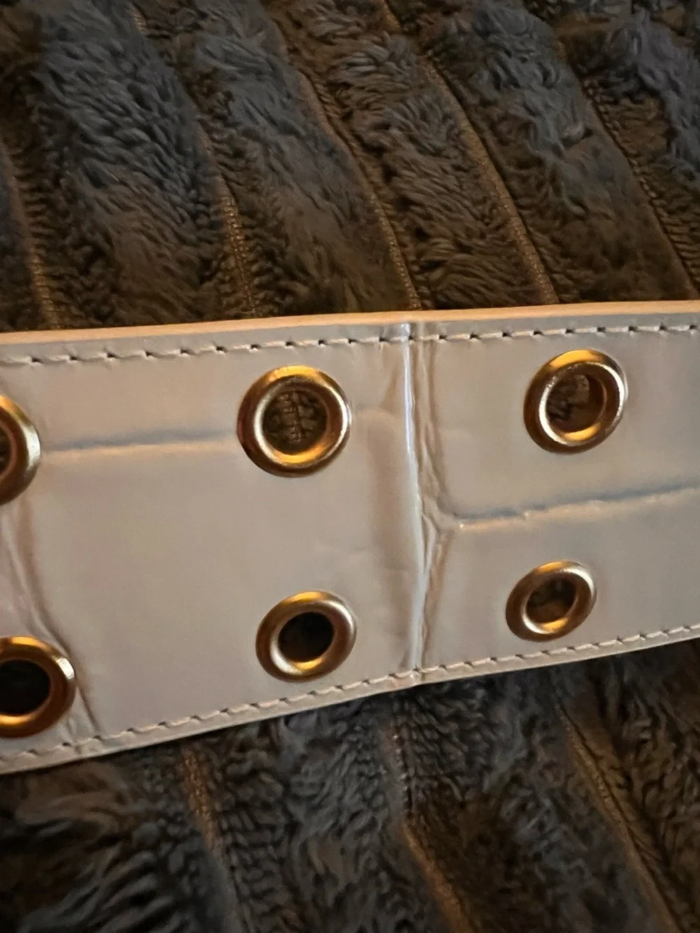 By Far Duo Maxi Croc Embossed Leather Belt